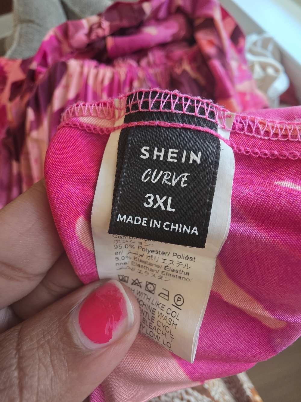 SHEIN Magenta Pink Printed Halter Maxi Dress - Picture 10 of 10